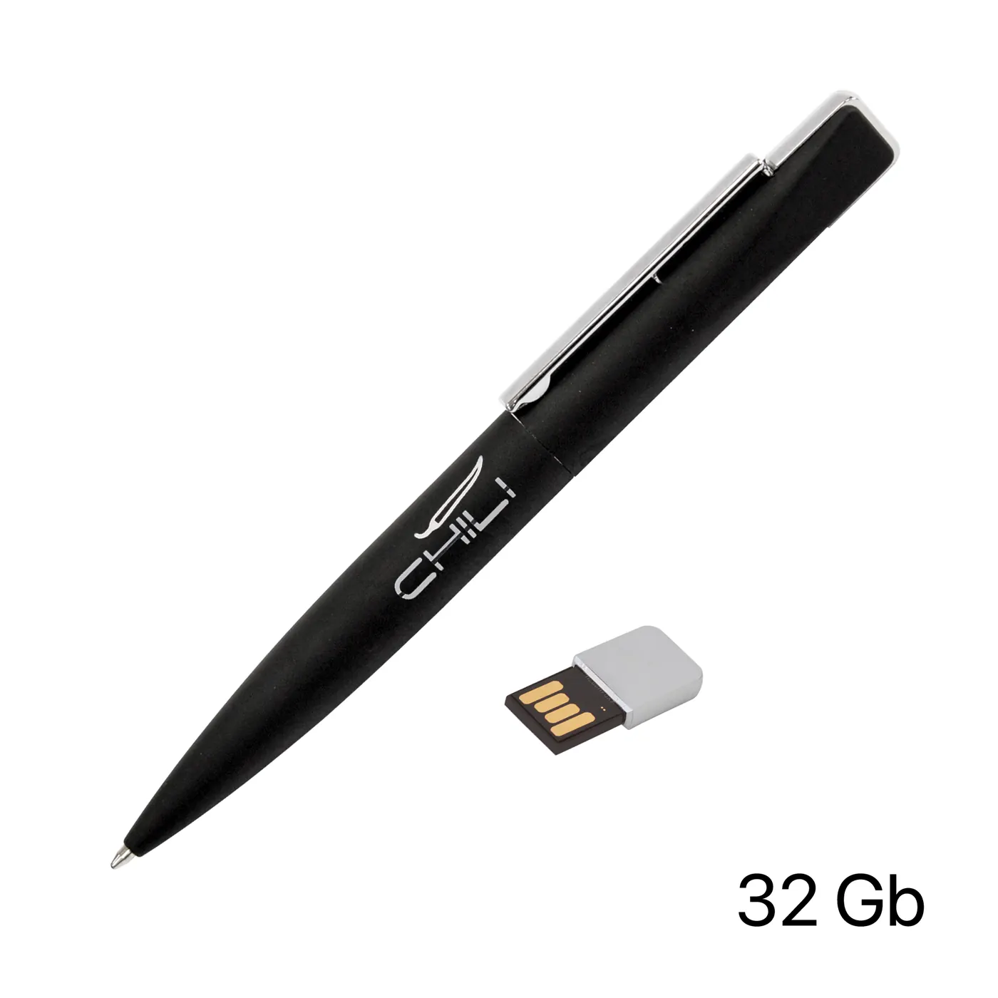 Ручка шариковая "Callisto" с флеш-картой 32Gb, покрытие soft touch, Черный