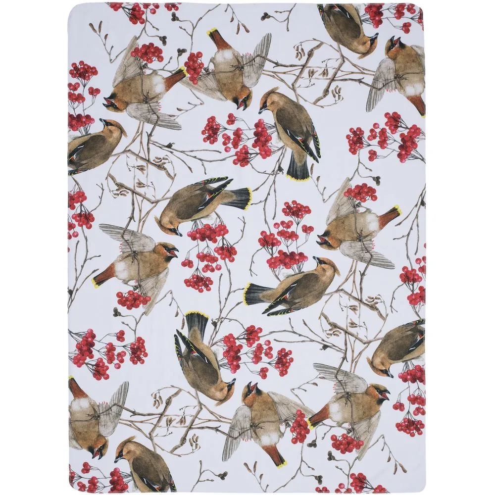 Флисовый плед Winter Bird, черный