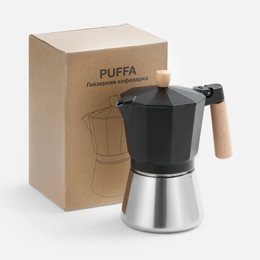 Гейзерная кофеварка Puffa, черный