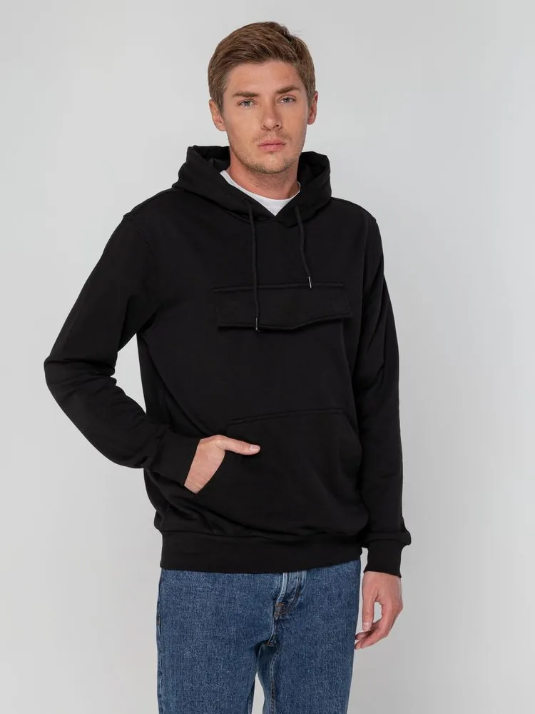 Худи унисекс с карманом на груди Chest Pocket, черный