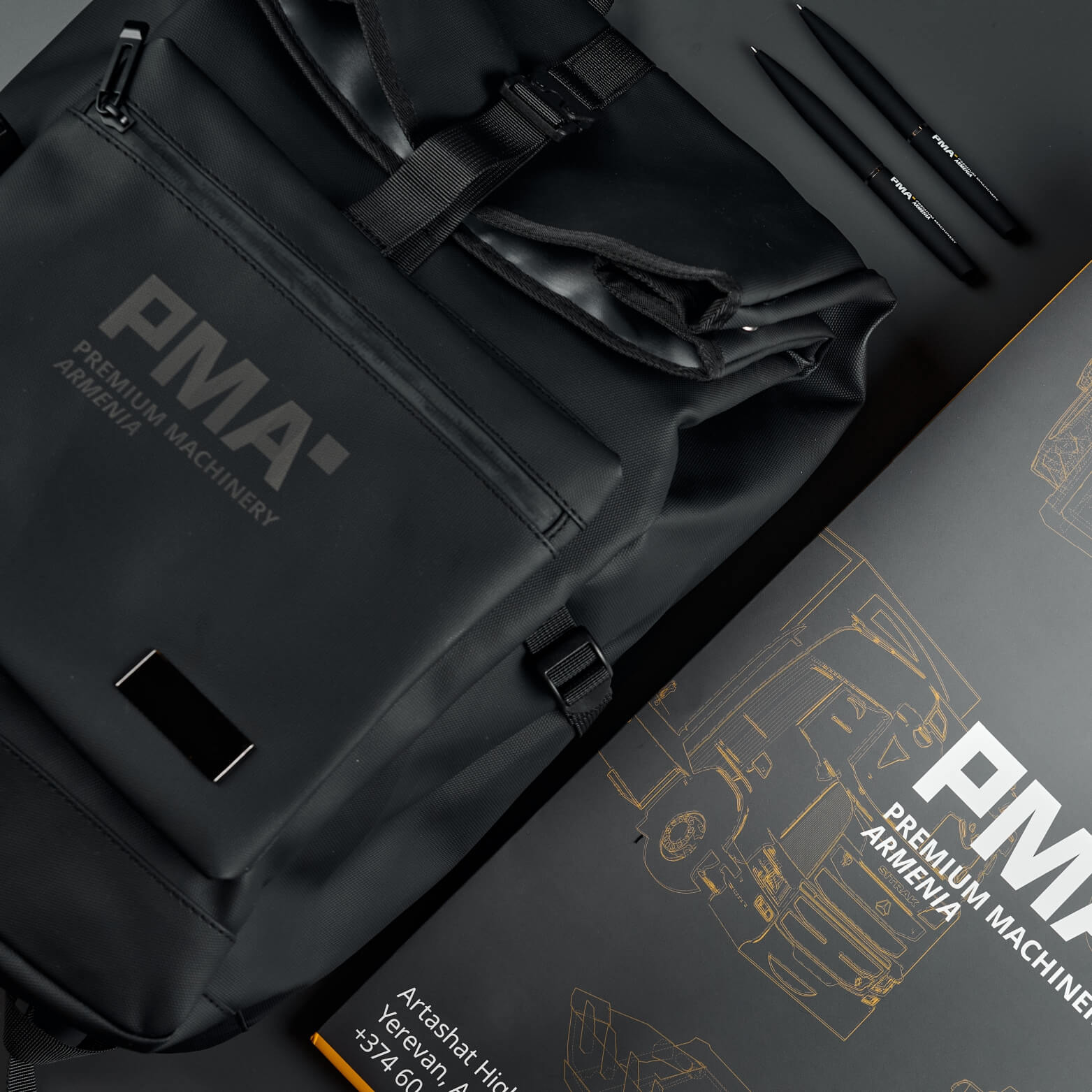 Ежедневник, ручка, рюкзак и упаковка: PMA.: фотография реализованного проекта 3