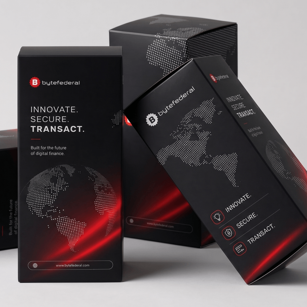 Логотип и слоган ByteFederal на корпусе термостакана