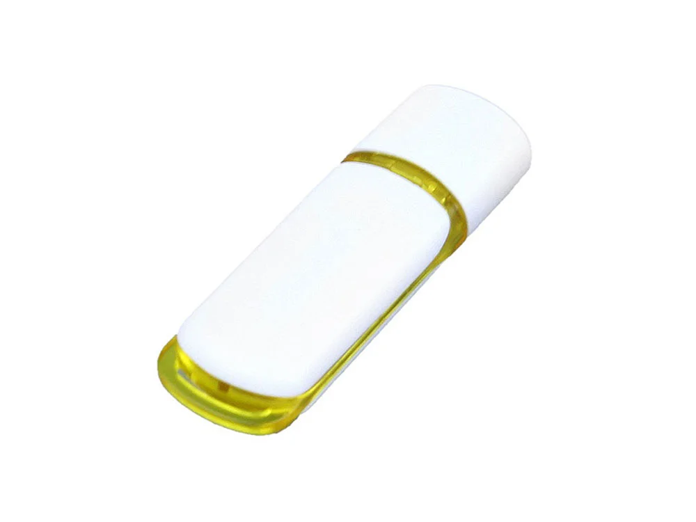 USB 2.0- флешка на 4 Гб с цветными вставками, белый/желтый