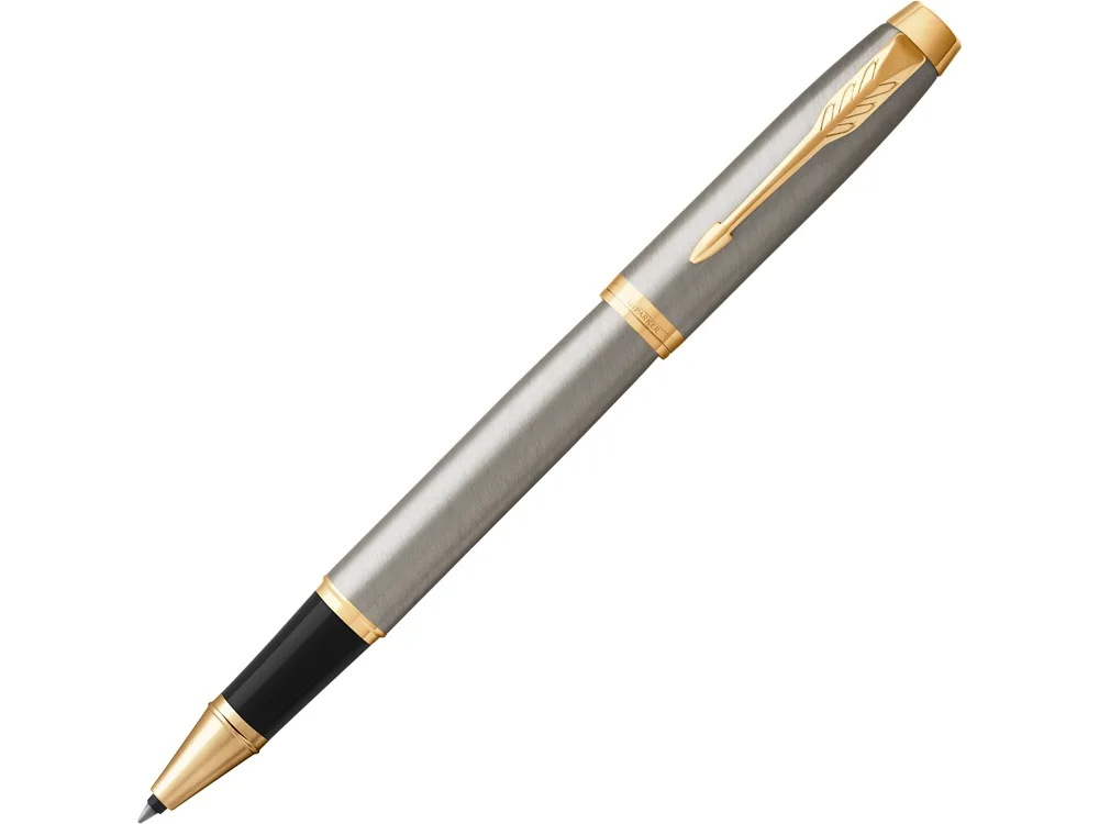 Ручка роллер Parker IM Core Brushed Metal GT, серый/черный/золотистый