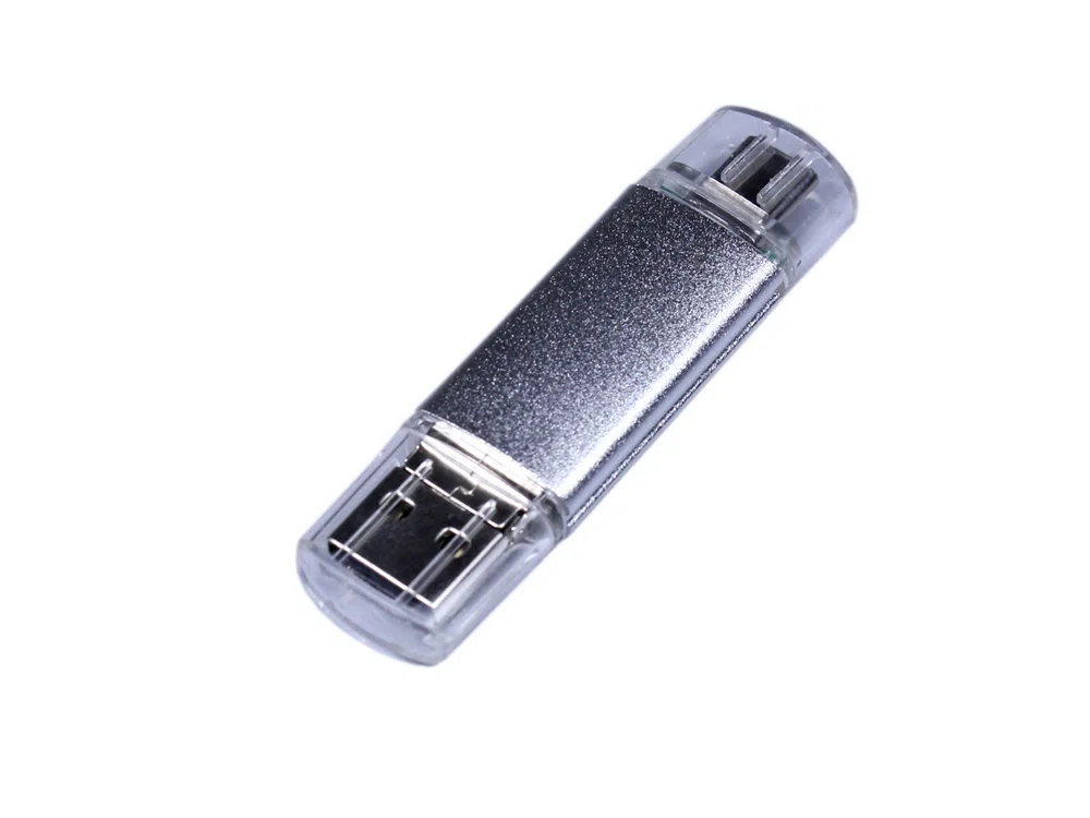 USB 2.0/micro USB/Type-C- флешка на 64 Гб, серебристый