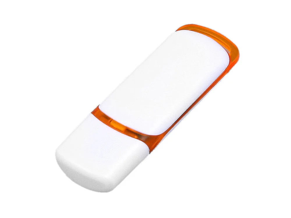 USB 2.0- флешка на 64 Гб с цветными вставками, белый/оранжевый