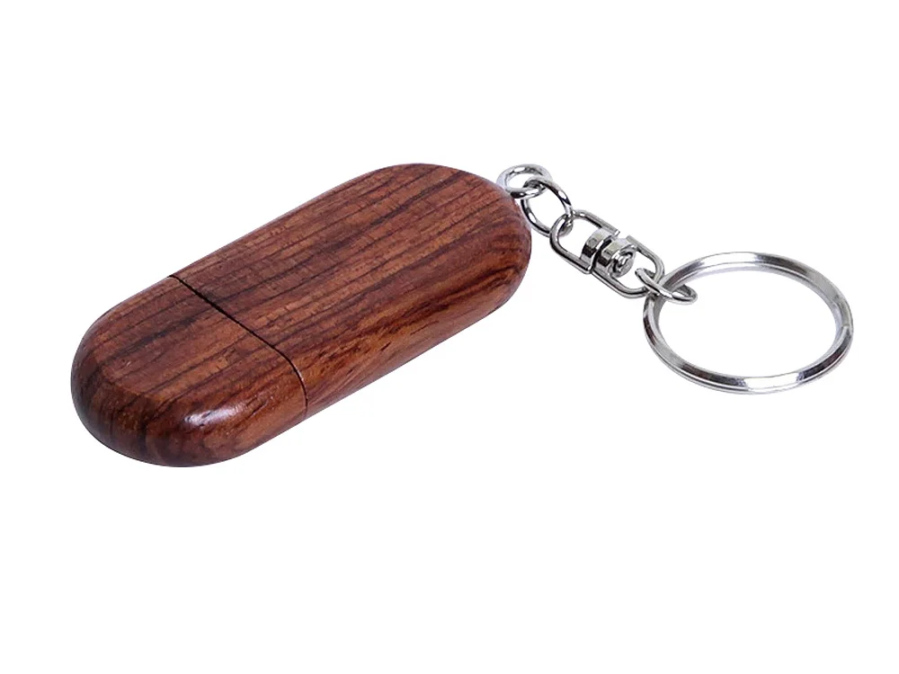 USB 2.0- флешка на 32 Гб овальной формы и колпачком с магнитом, коричневый