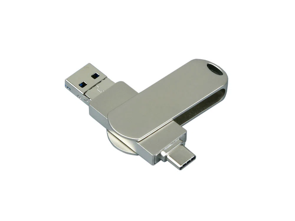 USB 3.0-флешка на 128 Гб для айфона 3 в 1, серебристый