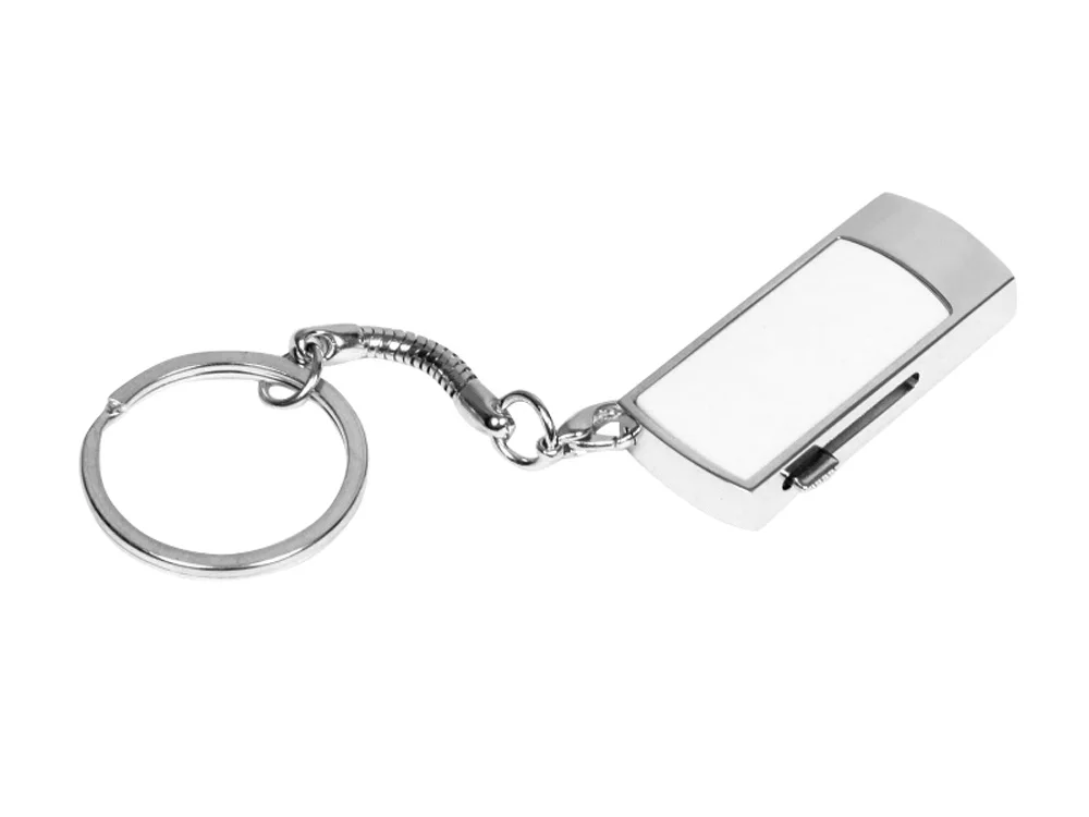 USB 2.0- флешка на 16 Гб с выдвижным механизмом и мини чипом, серебристый/белый