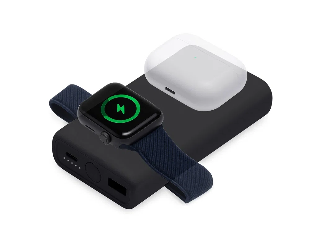 Внешний беспроводной аккумулятор 2-в-1 с функцией зарядки Apple Watch, QC/PD AtomIQ, 10000 мАч