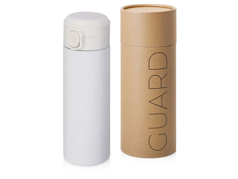 Вакуумная термокружка c кнопкой Guard, soft-touch, 400 мл, тубус
