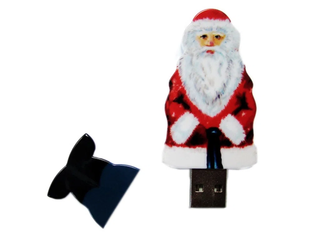 USB 2.0- флешка на 64 Гб Дед Мороз, красный, белый, черный