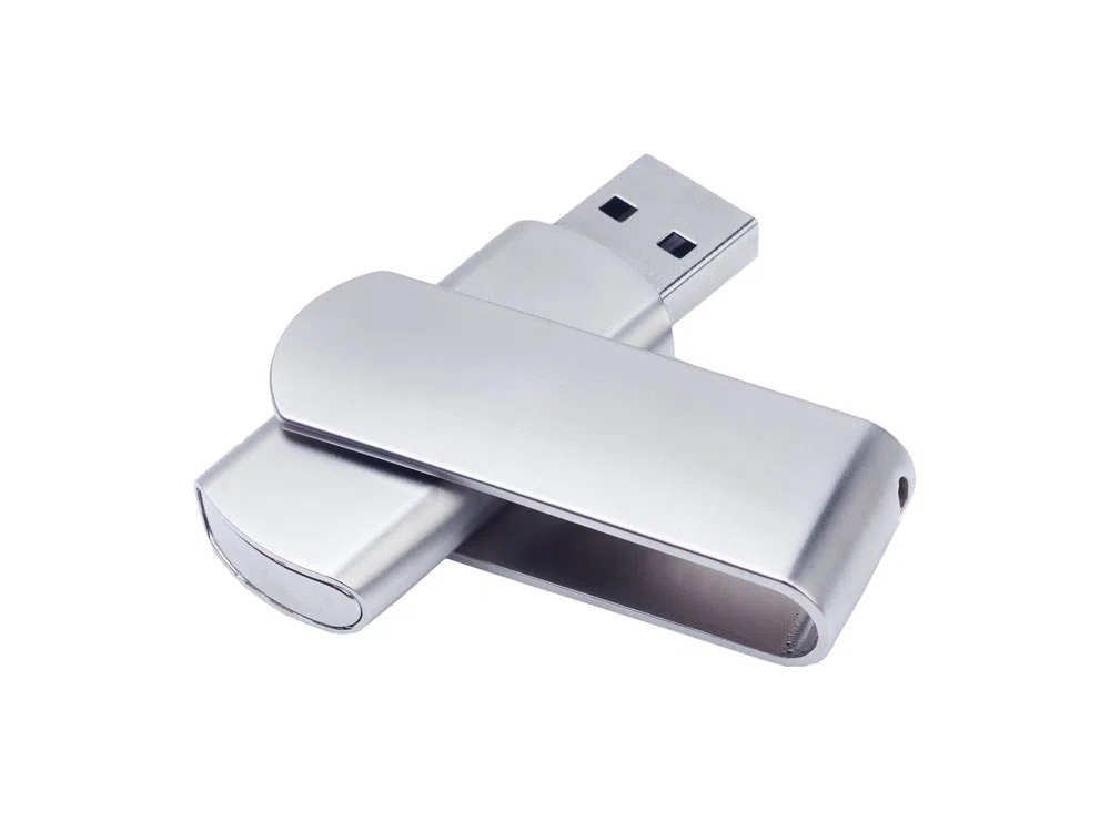 USB 2.0- флешка на 64 Гб матовая поворотная, серебристый/матовый