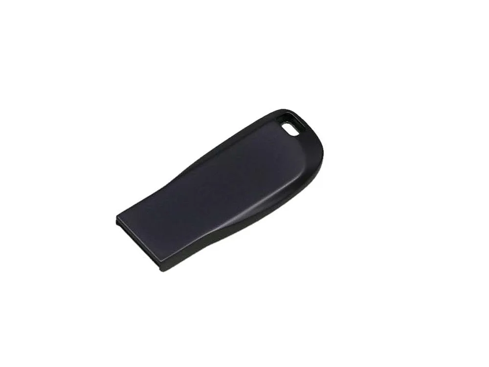 USB 2.0- флешка на 32 Гб компактная с мини чипом и овальным отверстием, серый антрацит