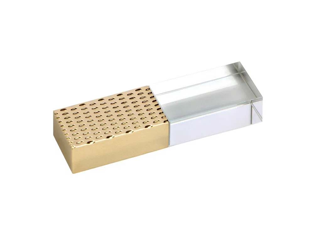 USB 2.0- флешка на 16 Гб кристалл в металле, золотистый
