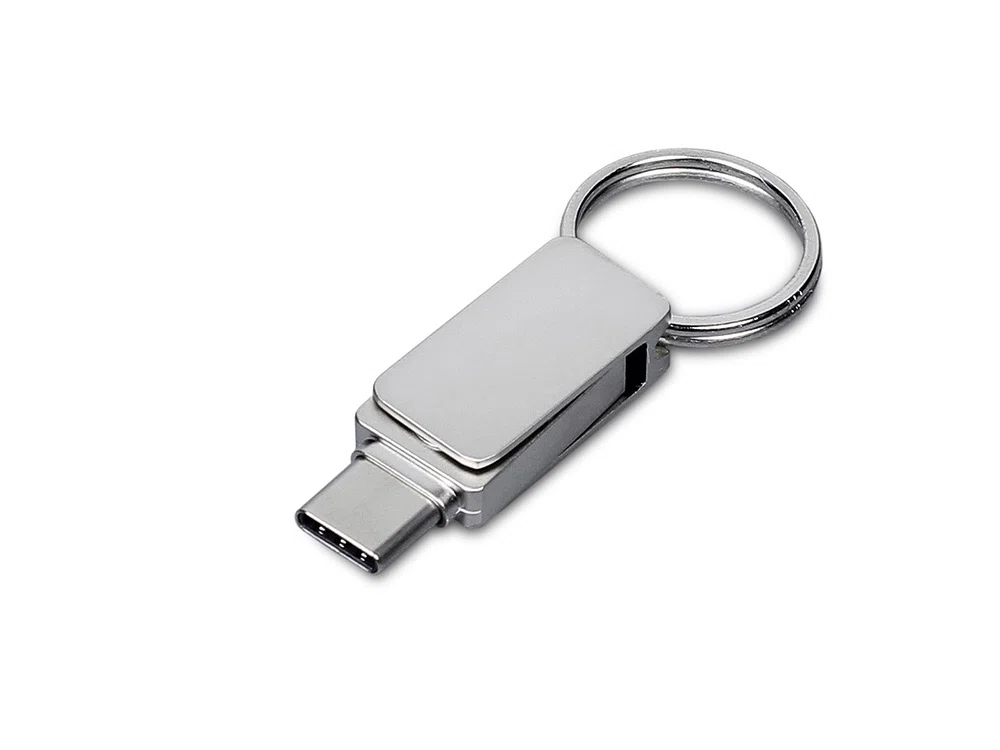 USB 3.0- флешка Mercury на 128 Гб с поворотным механизмом и дополнительным разъемом Type-C, серебристый