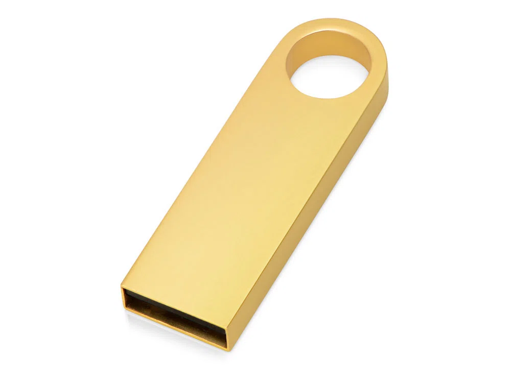 USB 2.0- флешка на 8 Гб с мини чипом  компактный дизайн с круглым отверстием  Золотистый
