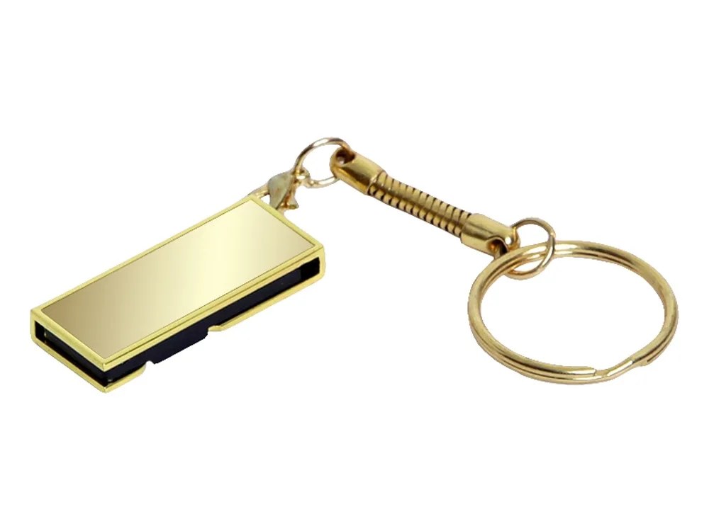 USB 2.0- флешка на 64 Гб с поворотным механизмом и зеркальным покрытием, золотистый
