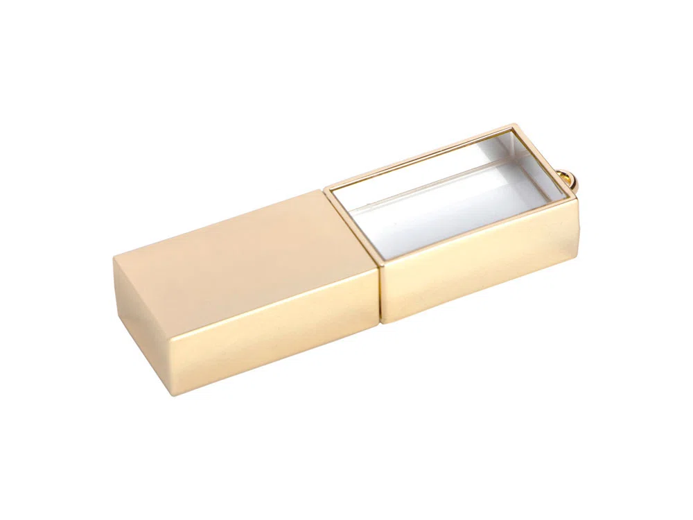 USB 2.0- флешка на 4 Гб кристалл в металле, золотистый