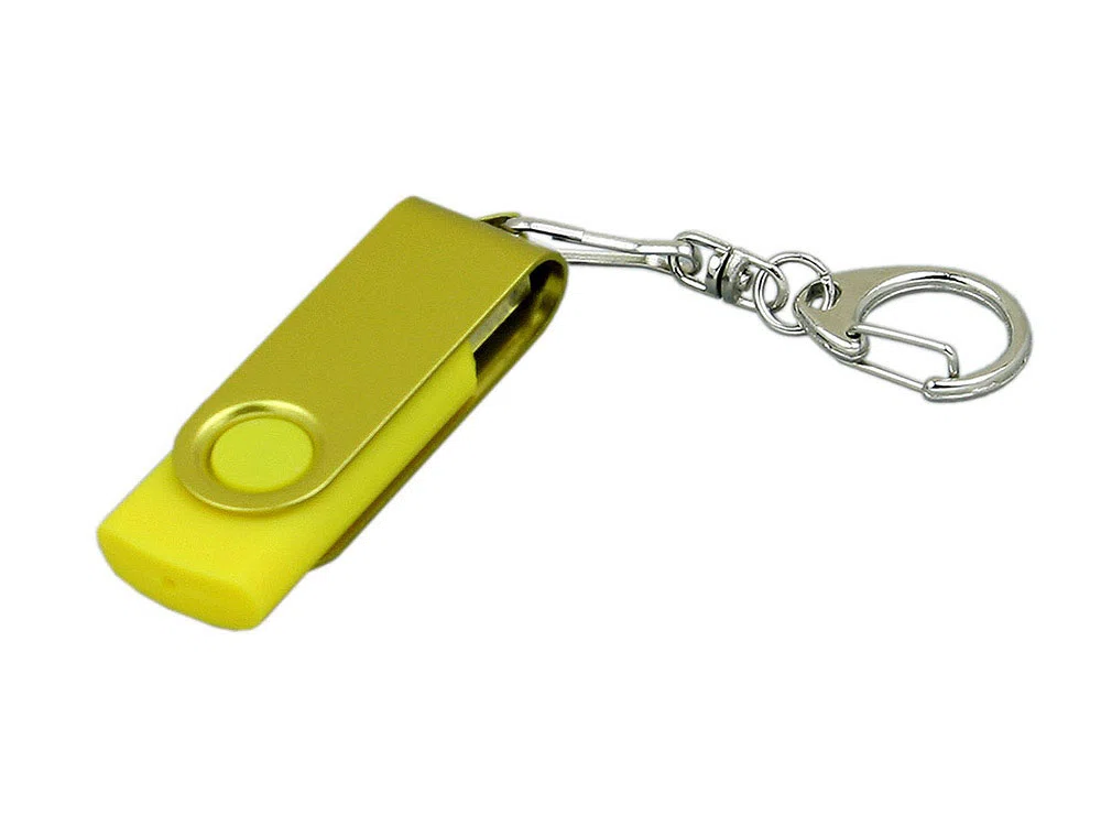 USB 3.0- флешка промо на 64 Гб с поворотным механизмом и однотонным металлическим клипом, желтый