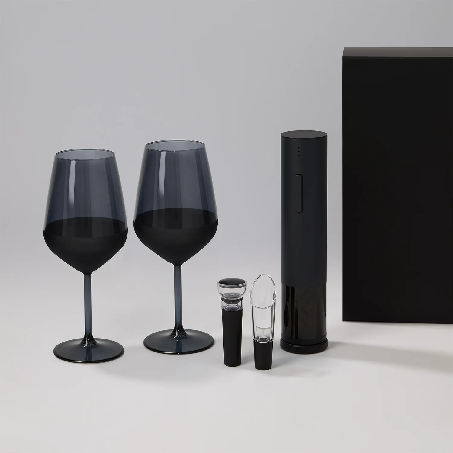 Подарочный набор 2 бокала для вина Блэк Эдишн (Black Edition) + набор для вина Сакраменто (Sacramento) в черной коробке, черный
