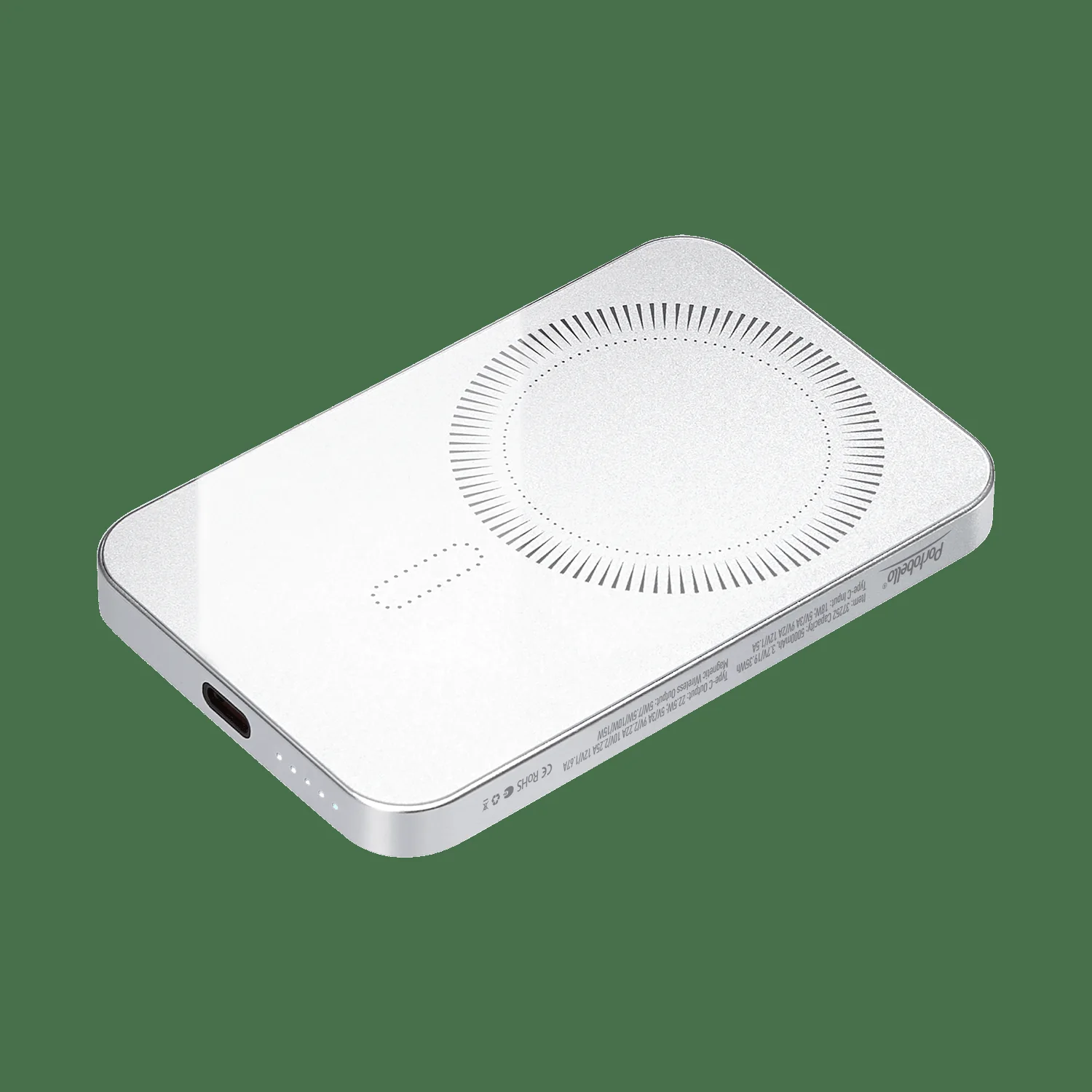 Внешний аккумулятор Артекс PD (Artex PD) 5000mAh с функцией беспроводной зарядки 15W, серебряный